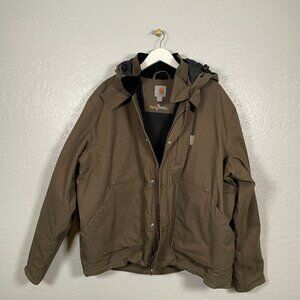 Carhartt Men 2XL Brown Full Swing Relaxed Fit Ripstop Insulated Jacket Hooded